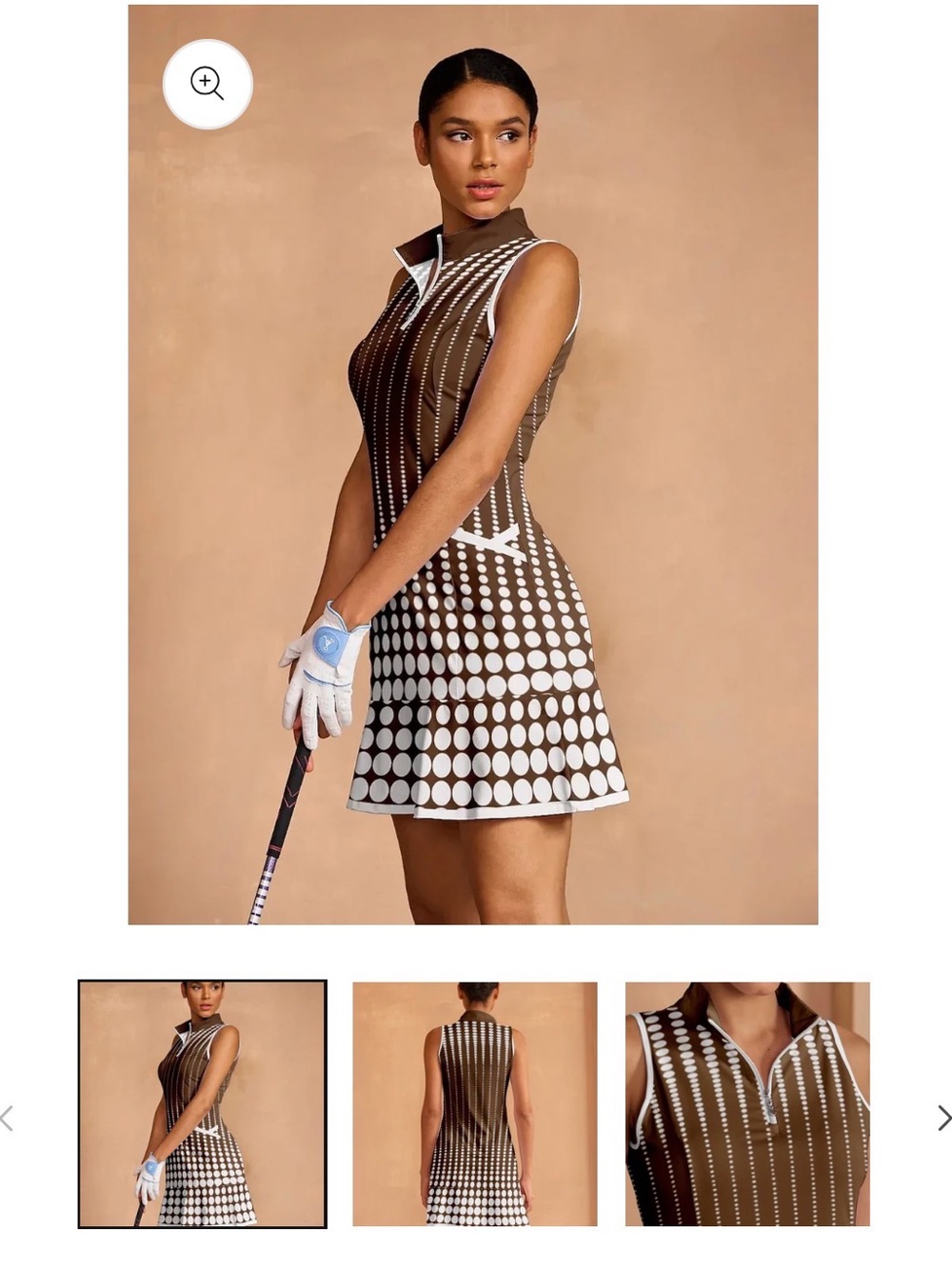 Acegolfs Brown & White Hyperprep Ruffle Dress NWT Medium Golf Pickleball Tennis